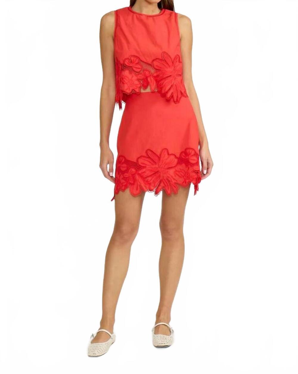 NEW LUCY PARIS women's lina eyelet mini skirt in red